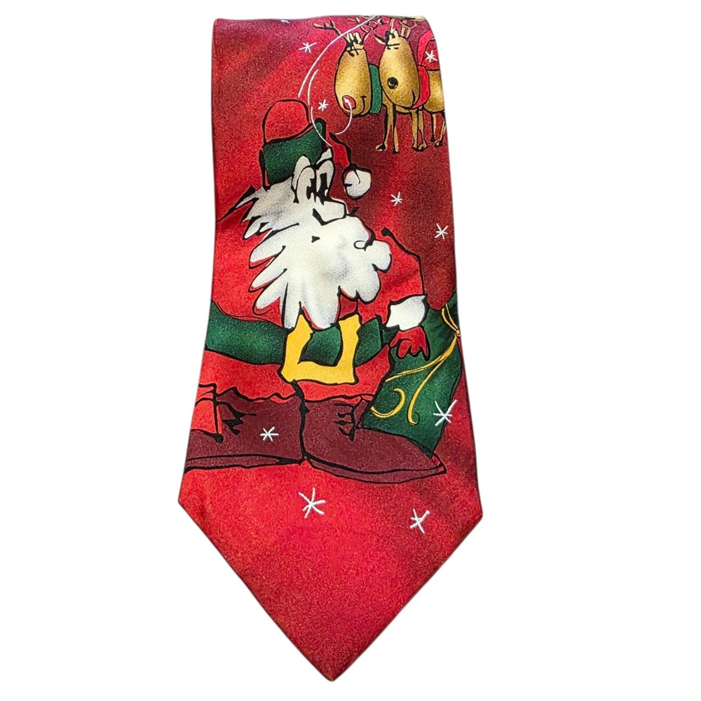Jerry Garcia Merry Christmas Santa Claus Reindeer Holiday Necktie Grateful‎ Dead